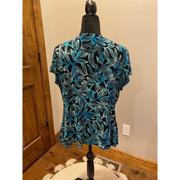 Notations Blouse Womens Plus Size XL Top  Short Sleeve w/ Lacey V Neck - Picture 5 of 8